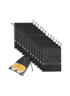 اشتري BUYGOO 12PCS Travel Shoe Bags Waterproof Non-Woven Storage With Rope for Men and Women Large Shoes Pouch Packing Organizers(Black) في مصر