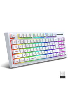 اشتري Wireless Mechanical Gaming Keyboard 60% Compact 87 Key Tenkeyless RGB Backlit Computer Keyboard  For Windows PC Gamers في الامارات