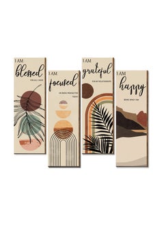 Buy SYOSI, Boho Wall Art Prints, Mid Century Positive Abstract Wooden Prints, Minimalist Home Decor Prints for Kitchen, Bedroom, Living Room, No Frame, Set of 4 in UAE