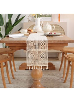 اشتري Hollow Lace Table Runner  White    180x22cm في السعودية