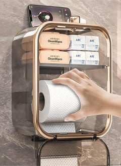 Buy Waterproof Wall Mounted Adhesive Toilet Paper Holder with Roll Paper Tissue Paper in UAE
