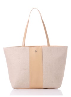 اشتري Vertical Leather Detail For Linen Essential Shoulder Bag في مصر