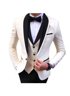 Buy Mens Slim Fit Suit Wedding Fashion Set White in UAE