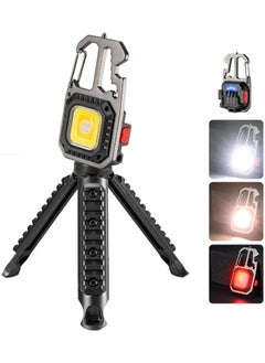 Buy Keychain flashlights, Rechargeable Keychain Flashlight,1000 Lumens 6 Light Modes Portable Pocket Light with Folding Bracket and Tool Kit for Fishing Walking Camping (Square) in UAE