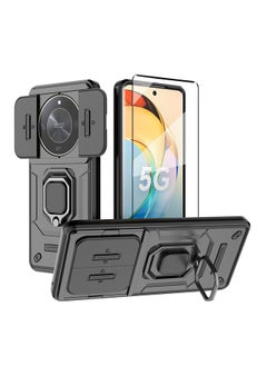 Buy Slide Camera Phone Case Honor X9b/X50 5G Cover Luxury Armor PC Shockproof Metal Ring Stand Protective Back Cover,Built-in magnetic metal ring holder Heavy duty PC shockproof phone case,Black in Saudi Arabia