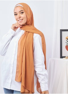 اشتري Plain Wide Crinckled Chiffon Princeton Orange For Women في مصر