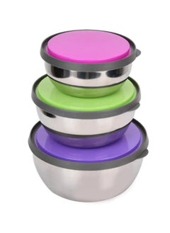 اشتري Stainless steel refrigerator cans set pieces of sizes with lids high quality colors  food preservation cans set في مصر