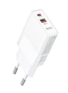 Buy Yesido YC32 PD20W + QC3.0 USB+Type-C / USB-C Dual-port Fast Charging Head Mobile Phone Charger(EU Plug) in Saudi Arabia