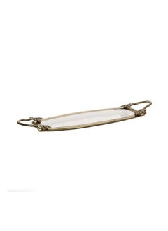 Buy Florence Brass Large Tray Antique Gold/White Enamel in UAE