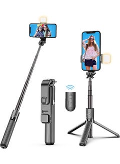 Buy 40" Lighted Selfie Stick Tripod, Bluetooth Remote, 3 Light Modes, 6 Brightness Levels, Portable, Compatible With All Iphone & Andriod Devices, Black (2022Upgrade) in Saudi Arabia
