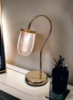 Buy Acrylic lampshade table lamp with gold stand. Impress your guests with the elegance of your home. Fits bedside tables, living rooms and offices. in Saudi Arabia