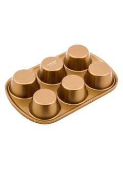 Buy Muffin & Cupcake Baking Pan - Non-stick Aluminum 6 Cup Muffin Tray - Easy Release Round Muffin Pan - Golden Coated Size (27×17.5×3.3CM) in UAE