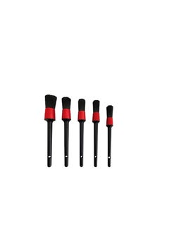 Buy 5 Pieces Car Detailing Brush Kit for Cleaning Car Interior Exterior , Vehicles Wheels Leather Engine Dashboard Engine , Interior, Emblems , Air Vents , Car - Black Red in Egypt