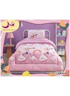 Buy Comforter Set Soft Velvet Winter Bedspread lined With fur With Children's Drawings, 3 pieces, Single size in Saudi Arabia