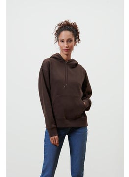 اشتري Women Hoodie Long Sleeves Plain Sweatshirt, Choco Brown في الامارات