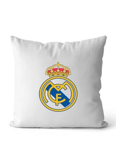 Buy Square pillow with “Real Madrid FC logo” printed, white, size 40x40 cm in Saudi Arabia