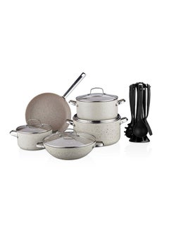 Buy Korkmaz Granita 2Xl 15 Pcs Cookware Set | Granite Cookware Sets | Induction Base Cookware Pots And Pans Set in UAE