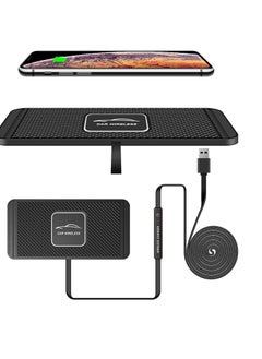 Buy 10W Fast Phone Wireless Car Charger for Iphone and Other Android with Anti-Skid Soft Silicon in UAE