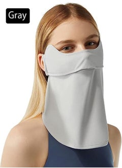 Buy UV Protection Neck Face Mask, Ice Silk Breathable Sun Protection Face Mask, Adjustable Ear Loop Balaclava Cooling Face Neck Covering (Grey) in Saudi Arabia