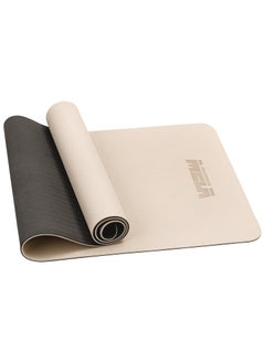 Buy 6mm Thick TPE Yoga Mat Non Slip - Versatile Exercise Mat with Strap Included, Gym Mat for Home Workout Mat - Ideal as Pilates Mat, Yoga Mat, Fitness Mat and Many Other Home Workouts - Beige in UAE