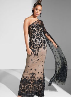 Buy Sequin Embroidered One Shoulder Dress in UAE