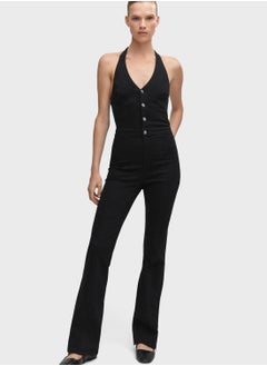 اشتري Halter Neck Button Detail Jumpsuit في الامارات