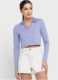 Buy Striped Knitted Crop Top in UAE