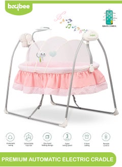 Buy Wanda Electric Swing Cradle for Baby Automatic Swing Baby Cradle with Mosquito Net Remote Toy Bar Music Baby Swing Cradle for Baby 0 to 2 Years Boys Pink in UAE