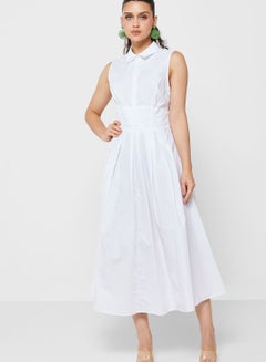 Buy Button Detail Pleated Dress in UAE