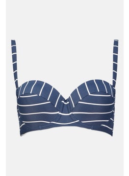 Buy Women Padded Stripe Bikini Top, Blue/White in UAE