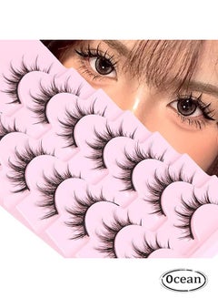 Buy Manga Lashes 7 Pairs Natural Look Fluffy False Eyelashes That Look Like Individual Cluster Lashes Soft Wispy Manhua Eyelashes in UAE