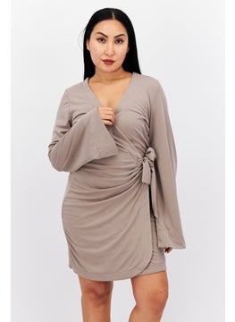 Buy Women Plain Mini Dress, Taupe in UAE