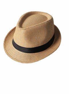 Lanzom Women Wide Brim Straw Panama Roll up Hat Fedora Beach Sun