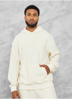 اشتري Textured Chest Badge Detail Hoodie في السعودية