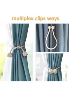 Buy Pair Of Magnetic Curtain Tiebacks 2-Piece Curtain holder Beige in UAE