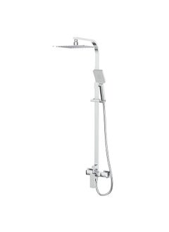 Buy Danube Home Cube Bath Shower With Rod & Rain Shower Complete Set, Stainless Steel Rain Shower Complete Set With Rods Chrome in UAE