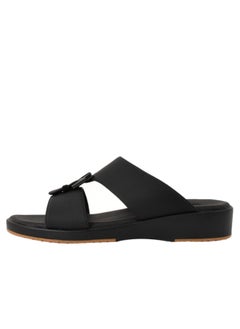 Buy Mens Textured Buckle Detail Sandals Black in UAE