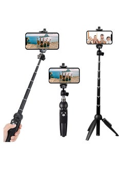 Buy Selfie Stick For Phone Size 4.5-6.2Inch, Extendable Selfie Stick Tripod with Bluetooth Wireless Remote Phone Holder in UAE