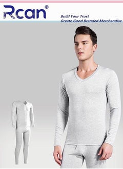 Buy 2 Piece Men's V Neck Thermal Underwear Set Winter Pajamas Lightweight Slim Fitting Long Sleeved T-Shirt and Long Pants Basic Layer Bottoming Shirt Plus Size in Saudi Arabia