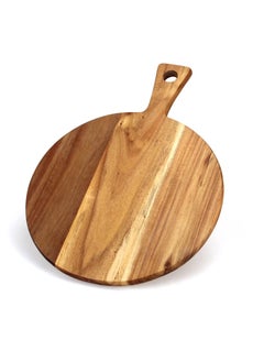 اشتري Wood Cutting Board with Handle Wooden Chopping Board Round Paddle Cutting Board for Meat Bread Serving Board Charcuterie Board Chopping Blocks Circular Circle Carving Cutting Board في السعودية