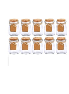 اشتري Small Glass Decorative Bottles With Cork Lids - 10pc, 3.4oz Mini M ason Jar for Wedding Favors, Apothecary, DIY Arts Crafts w/Personalized Label Tags & String في الامارات