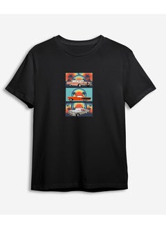 Buy Black Car Printed Regular Cut T-shirt TMNSS24TS00225 in Egypt