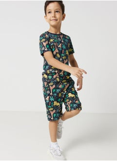 اشتري All Over Printed T-Shirts & Shorts Set For Boys في الامارات