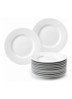 اشتري 12Piece Porcelain Dinner Plates Round Dessert Or Salad Plate Dinnerware Sets LeadFree Safe In Microwave Oven And Freezer (6Inch White) في مصر