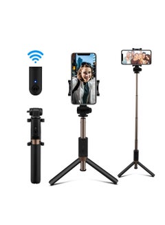 Buy 5-Section Extendable Mini Selfie Stick/Tripod Stand With Remote Black in Saudi Arabia