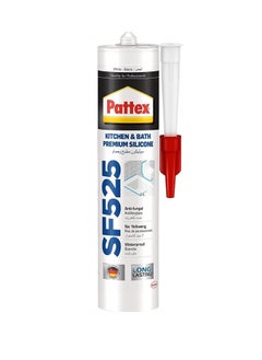 اشتري Pattex Sf525 Kitchen And Bath Premium Silicone Sealant, Mould Resistant, Ideal For Showers, Toilets Tiles, Easy Bathroom Sealant 1X280ML Cartridge في الامارات