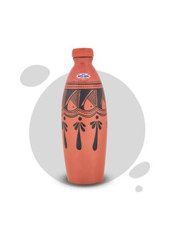 Buy Handmade Earthen Clay Designer Water Bottle Black Spade in UAE