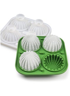 Buy Ice Cube Tray, Cactus Shape Ice Tray with Built-in Funnel, BPA Free Silicone Ice Maker for Drinks, Cocktail, Easy Fill and Release Ice Trays for Freezer, Makes 4, 2 inch Ice Balls (Green) in UAE