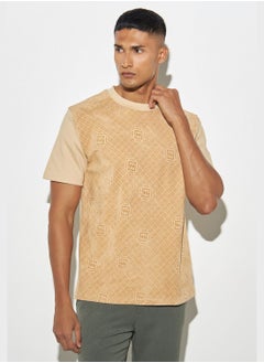 Buy Textured Crew Neck T-Shirt in UAE