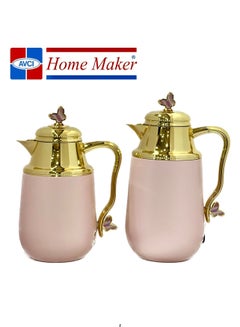 Buy 2-Piece  Tea & Coffee Flask Pink / Gold in UAE